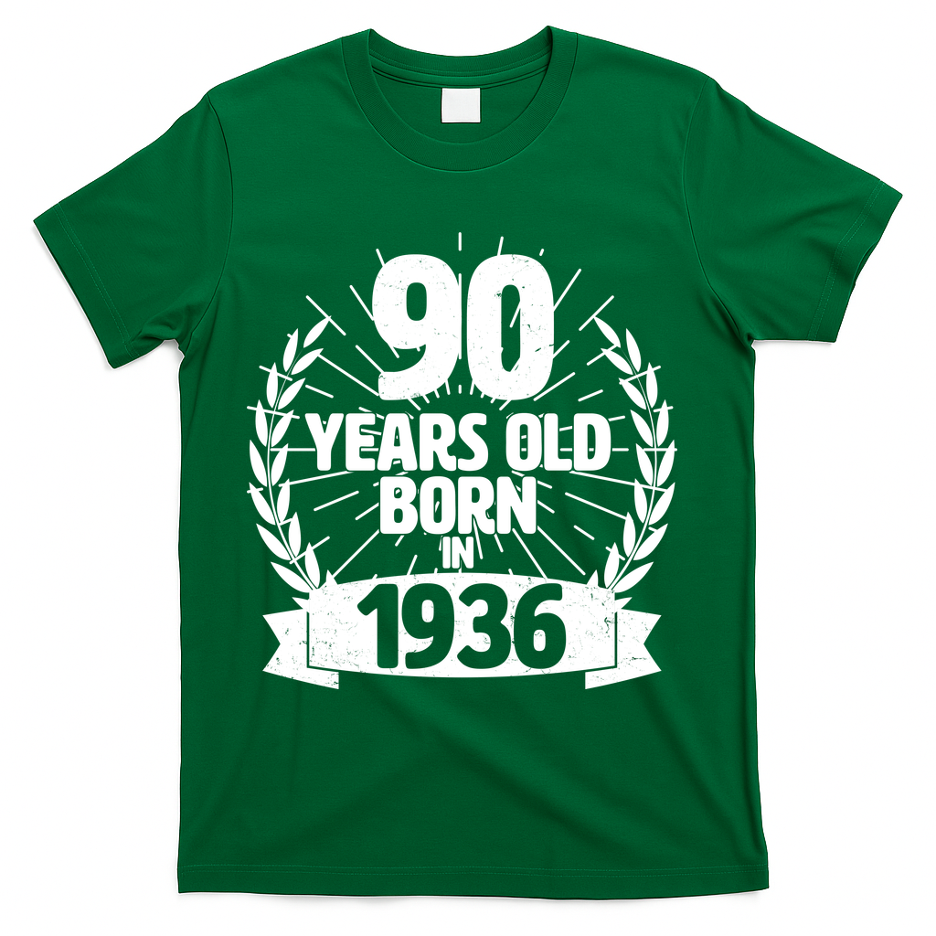 90th Birthday 90 Years Old Born In 1936 Wreath Banner product image 4
