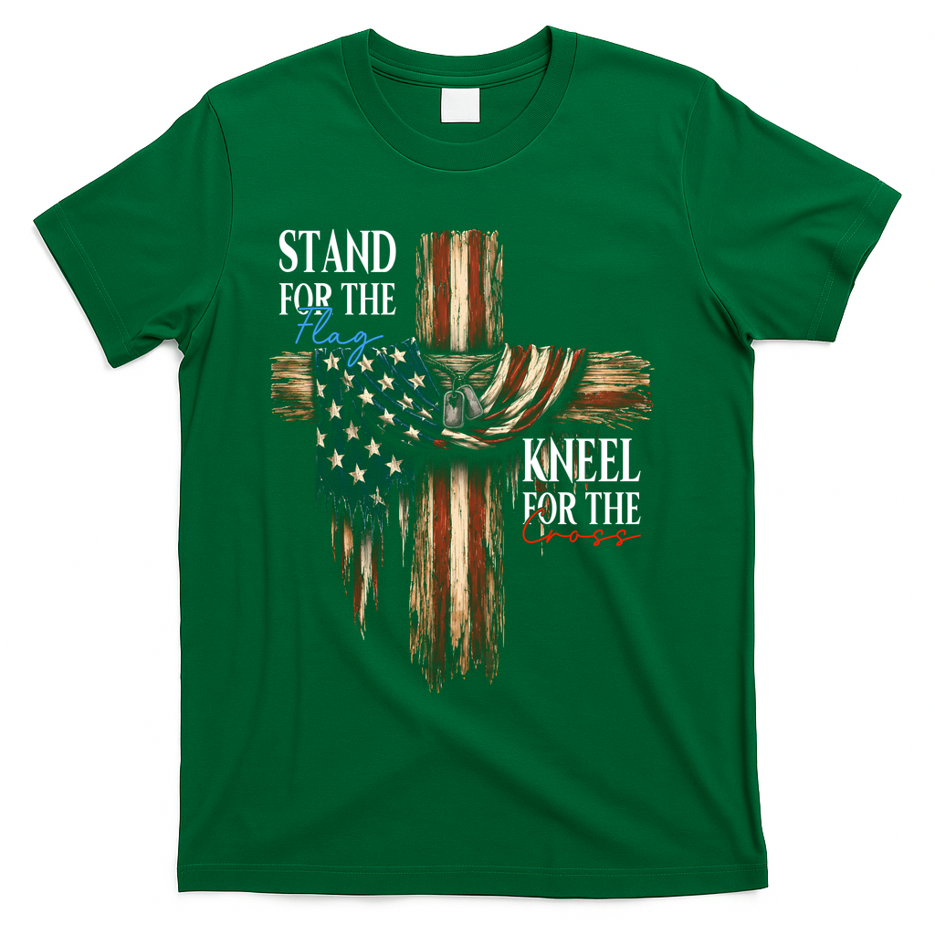 Stand For The Flag Kneel Cross Patriotic Christian T-Shirt product image 4