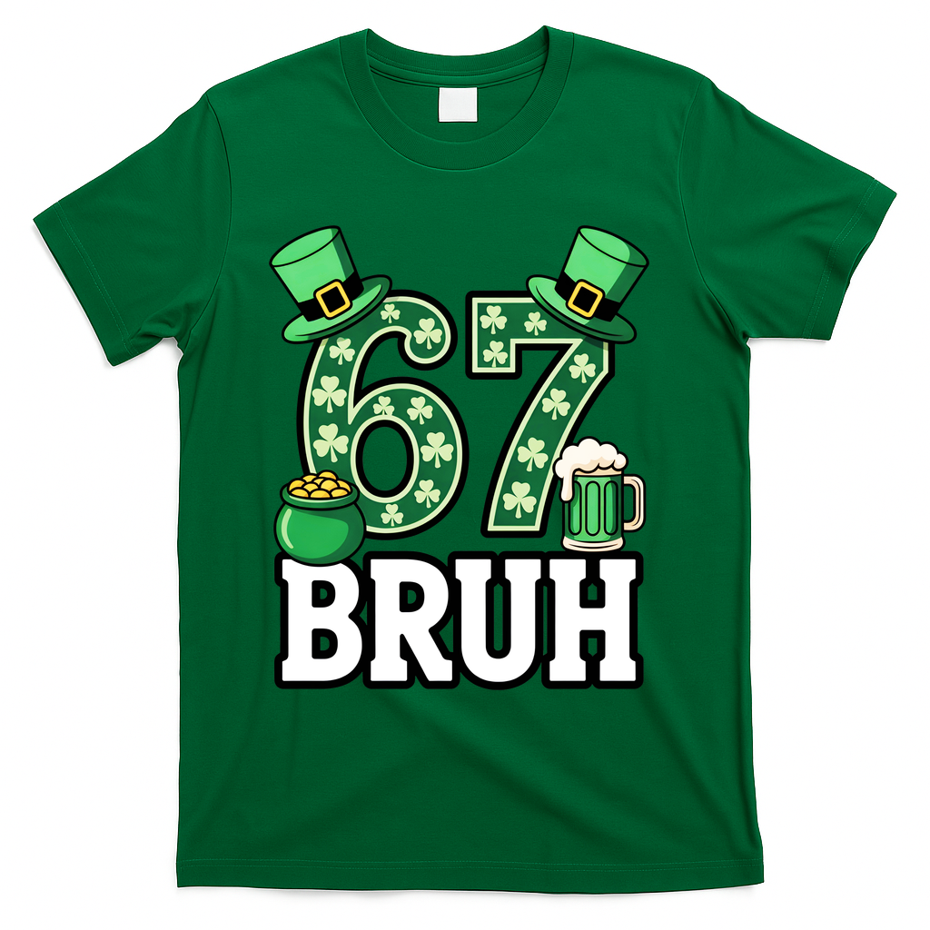 St Patrick’s Day 67 Bruh Viral 6-7 Meme T-Shirt product image 4