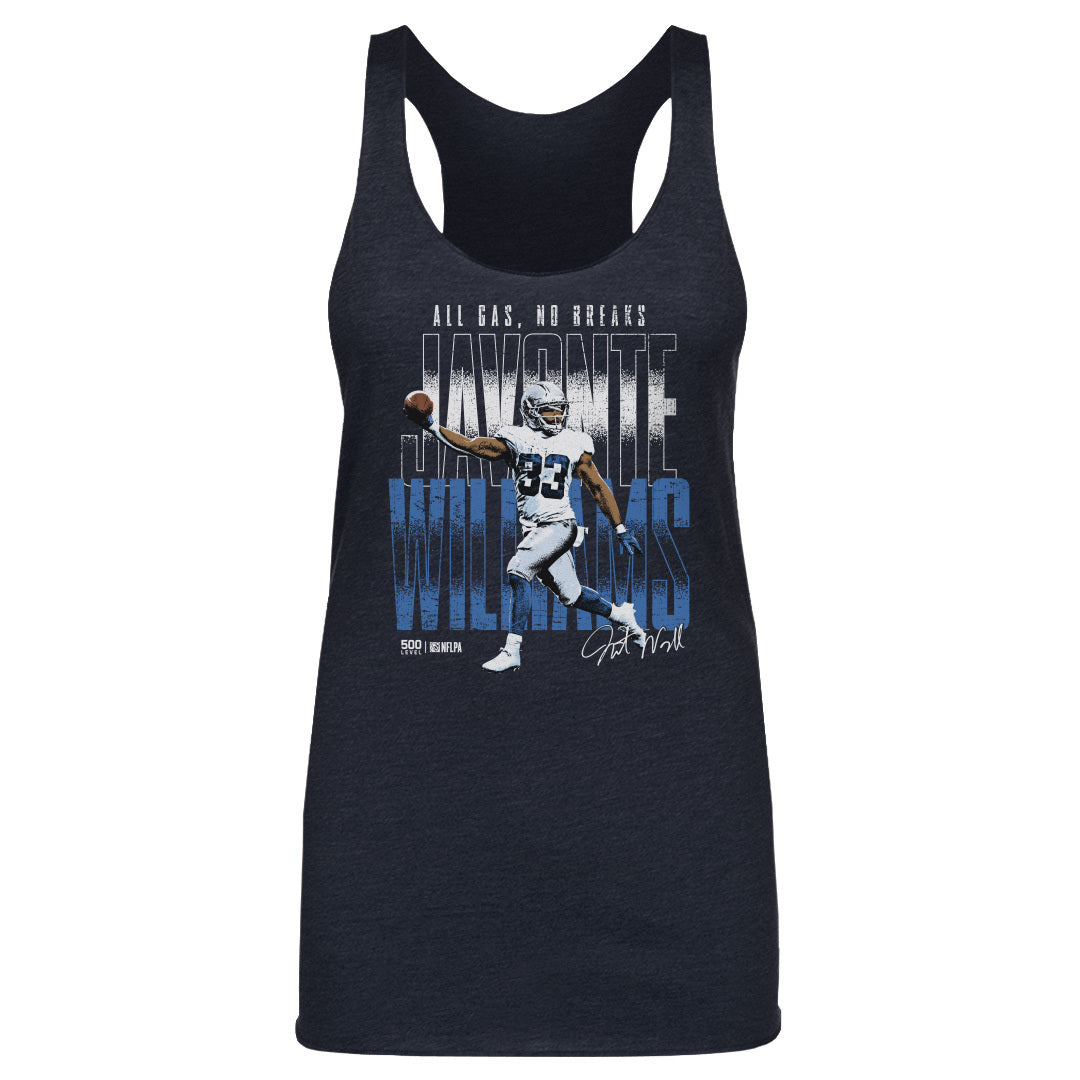 Javonte Williams Dallas All Gas No Breaks WHT Womens Tank Top 500 Level Officially Licensed Fan Gear