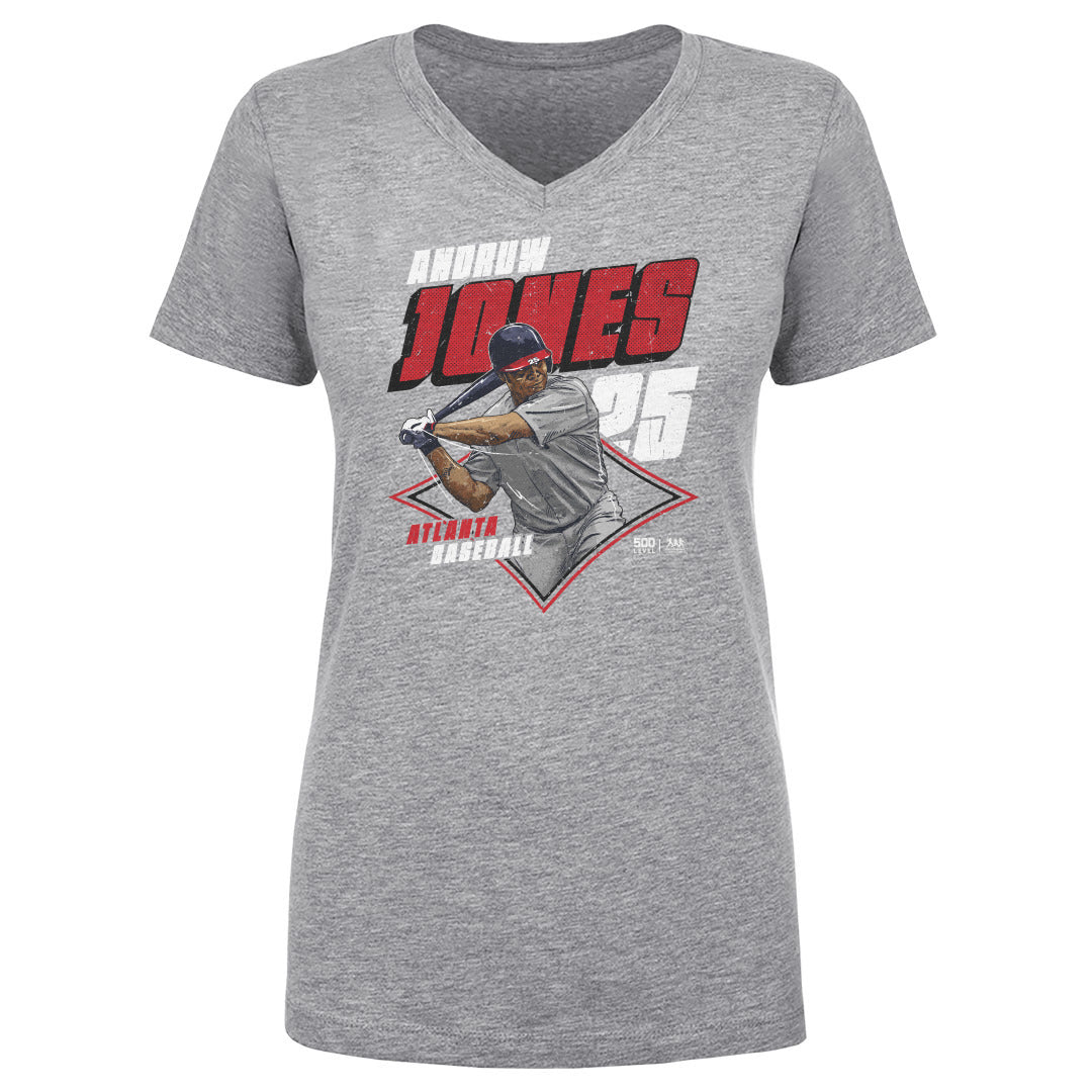 Andruw Jones Atlanta Diamond WHT Womens V-Neck T Shirt 500 product image 2