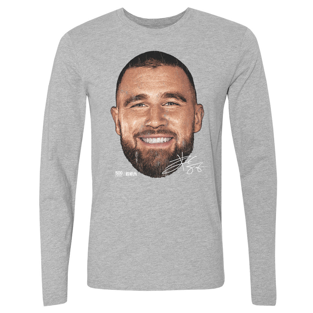 Travis Kelce Kansas City Vintage Head WHT Mens Long Sleeve product image 1