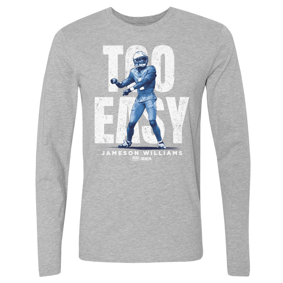 Jameson Williams Detroit Too Easy WHT Mens Long Sleeve T product image 1