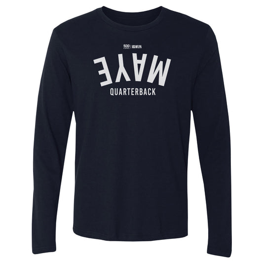 Drake Maye New England Invert WHT Mens Long Sleeve T Shirt product image 1