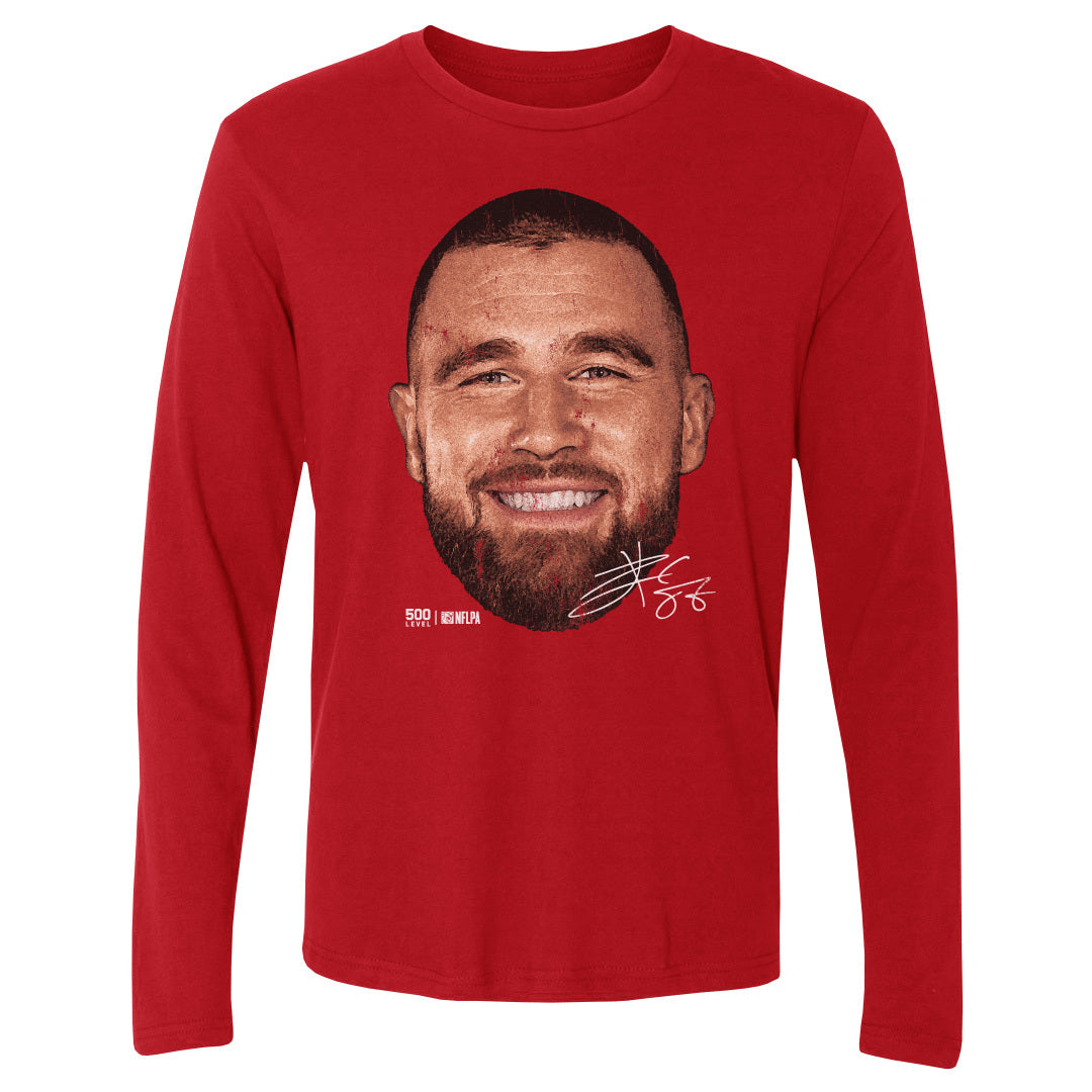 Travis Kelce Kansas City Vintage Head WHT Mens Long Sleeve product image 3