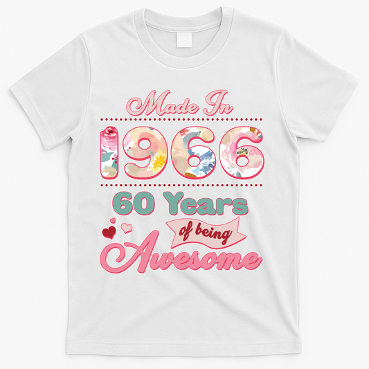60th Birthday Pink Floral Made In 1966 Years Of Being product image 1