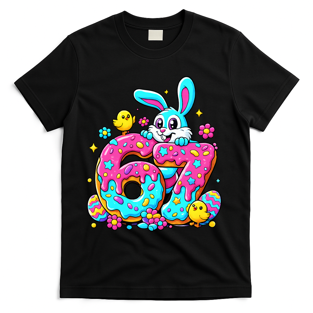 67 Funny Six Seven Gen Meme Cute Rabbit Easter Bunny T-Shirt product image 2