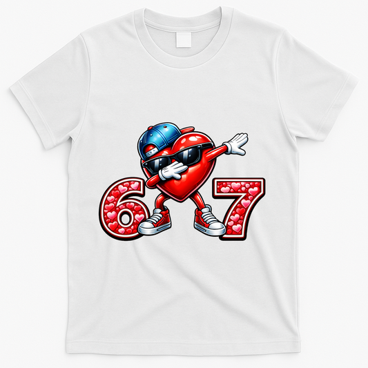 67 Meme 6-7 Heart Dabbing Six Seven Valentines Day T-Shirt product image 1