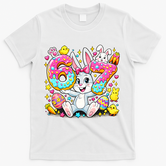 67 Six Seven Meme 6-7 Cute Rabbit Bunny Easter T-Shirt product image 1