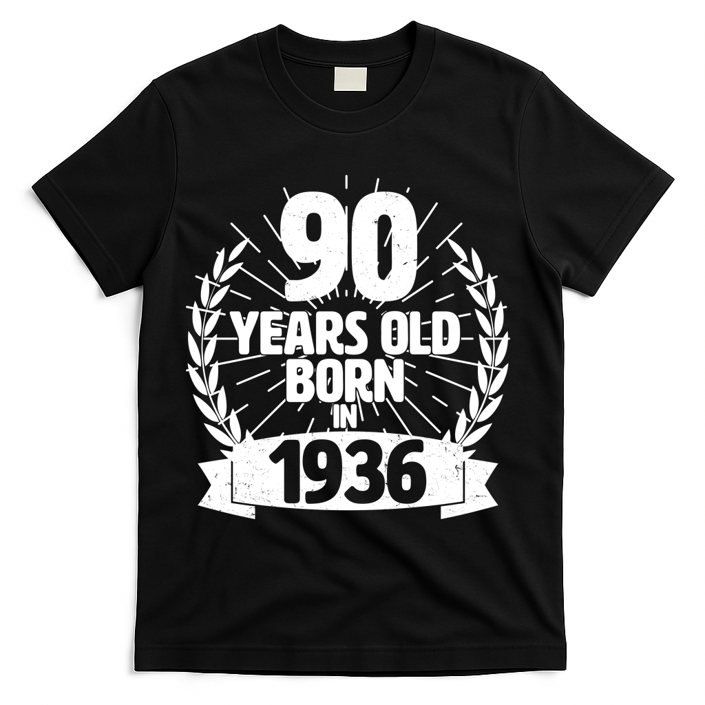 90th Birthday 90 Years Old Born In 1936 Wreath Banner product image 2