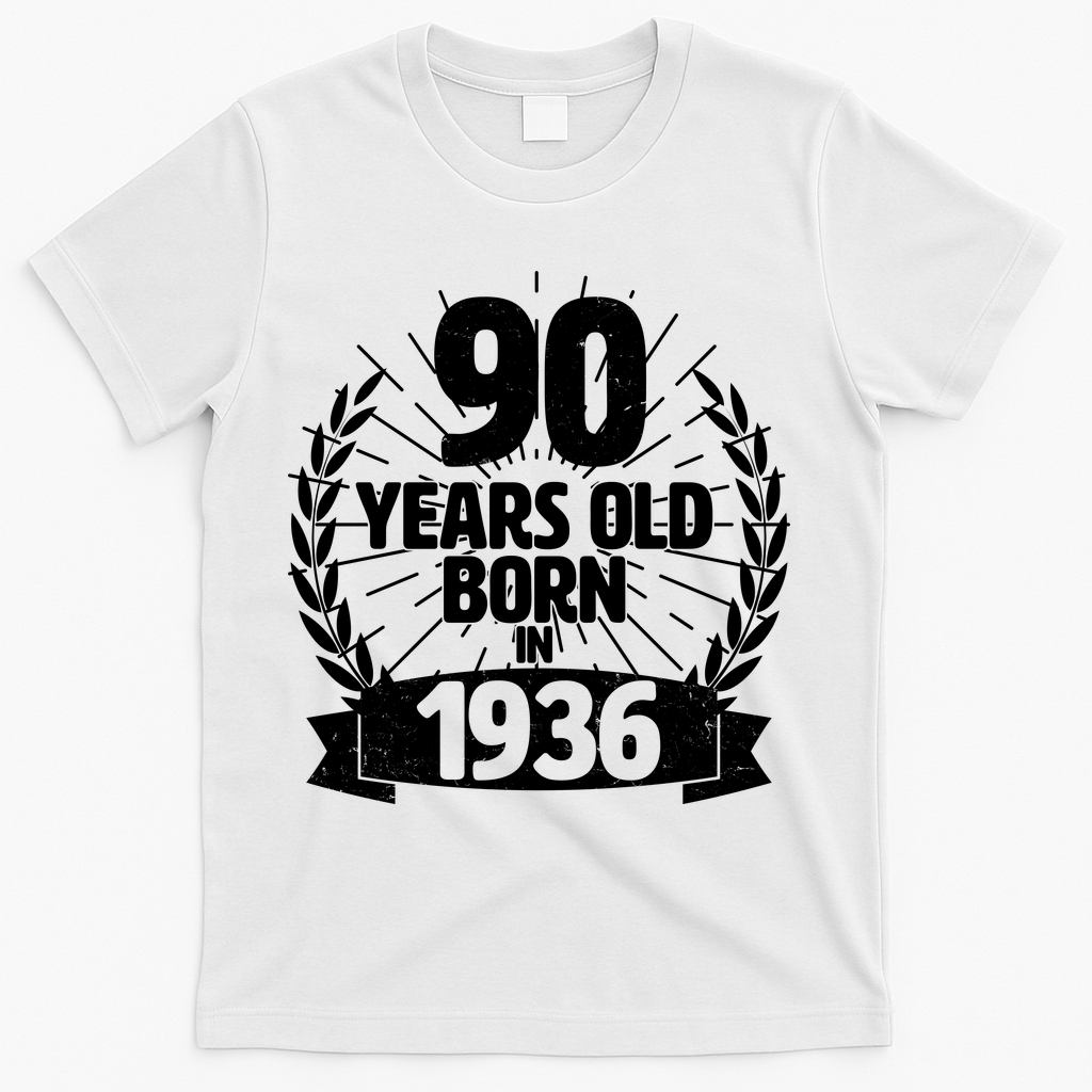 90th Birthday 90 Years Old Born In 1936 Wreath Banner product image 1