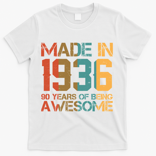 90th Birthday Made In 1936 90 Years Of Being Awesome T-Shirt product image 1