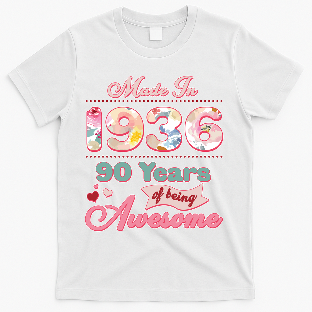 90th Birthday Pink Floral Made In 1936 Years Of Being product image 1