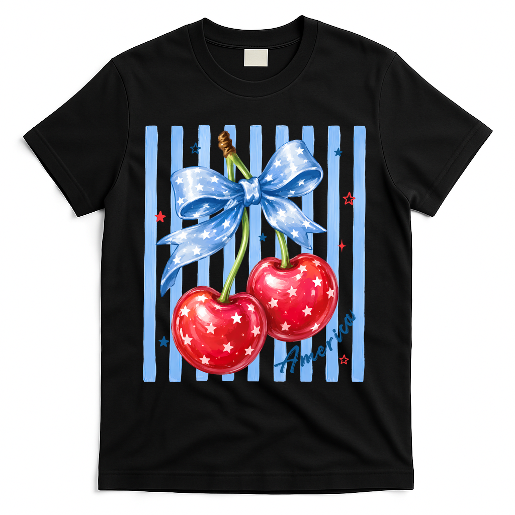 Cute Coquette Patriotic USA America Red White Blue Cherries product image 2