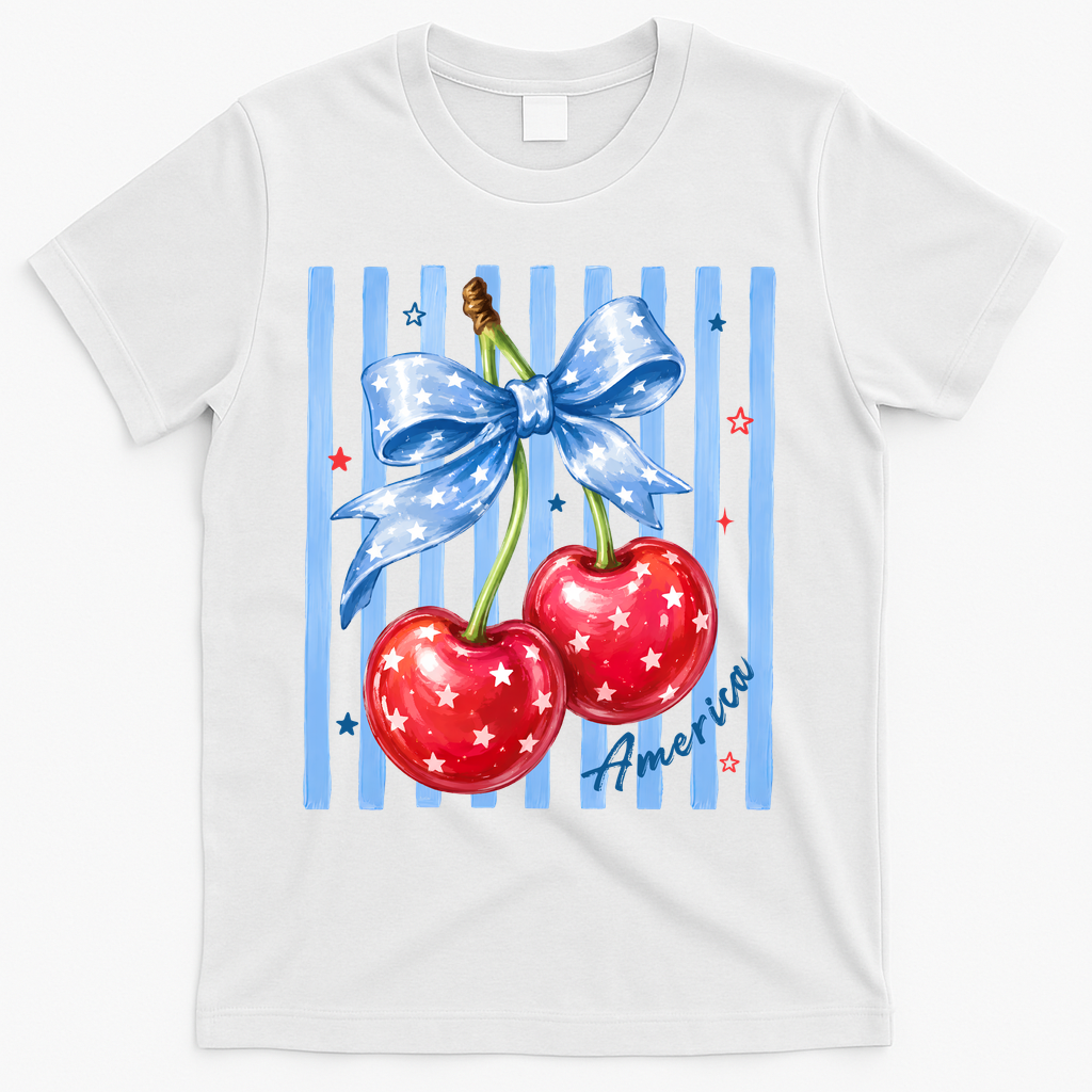 Cute Coquette Patriotic USA America Red White Blue Cherries product image 1