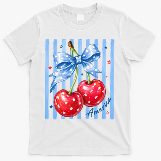 Cute Coquette Patriotic USA America Red White Blue Cherries product image 1