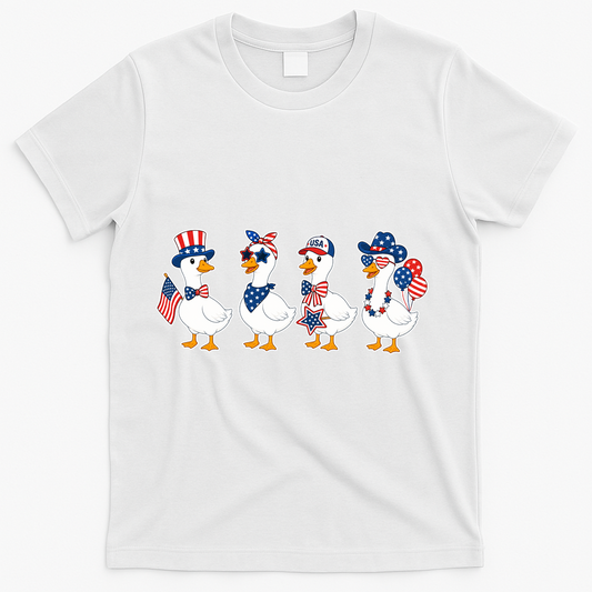 Cute Fourth Of July Patriotic Goose Group T-Shirt product image 1