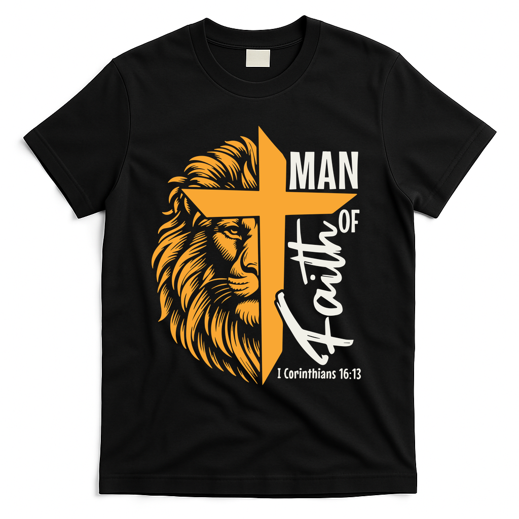 Christian Man Of God I Corinthians 16:13 Lion Cross T-Shirt product image 2