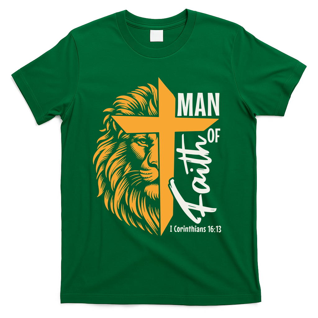 Christian Man Of God I Corinthians 16:13 Lion Cross T-Shirt product image 4