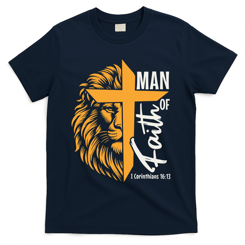 Christian Man Of God I Corinthians 16:13 Lion Cross T-Shirt product image 3