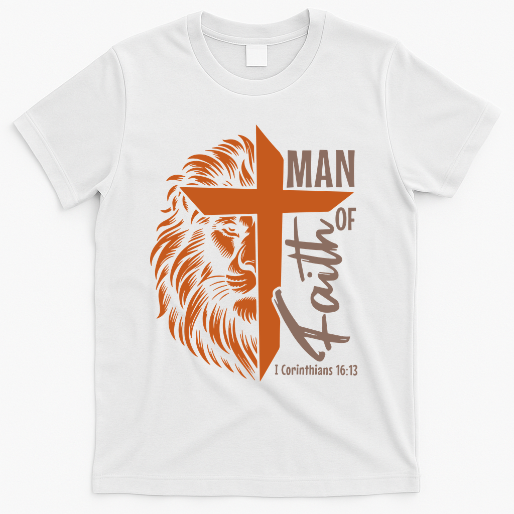 Christian Man Of God I Corinthians 16:13 Lion Cross T-Shirt product image 1