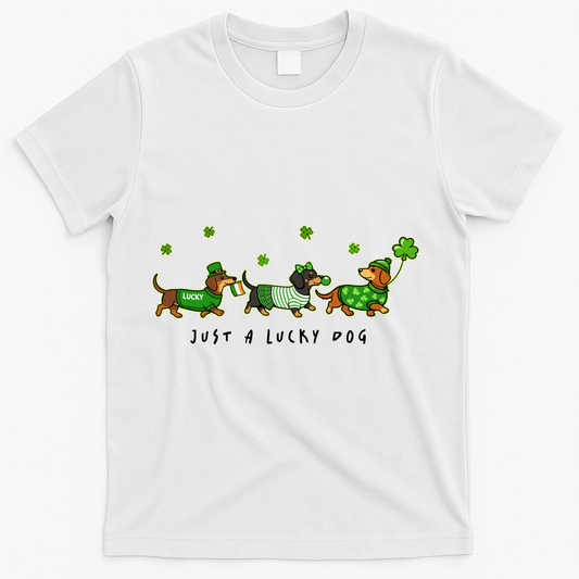 Cute St Patrick's Day Just A Lucky Dog Dachshunds T-Shirt product image 1