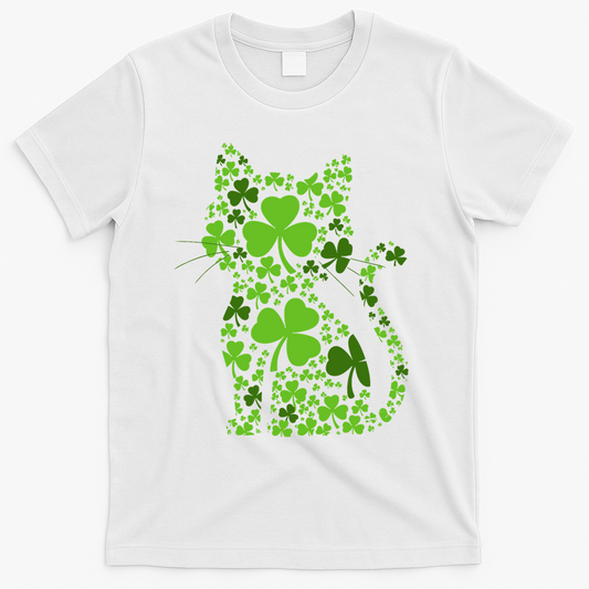 Cute St Patrick's Day Shamrock Clover Cat T-Shirt product image 1