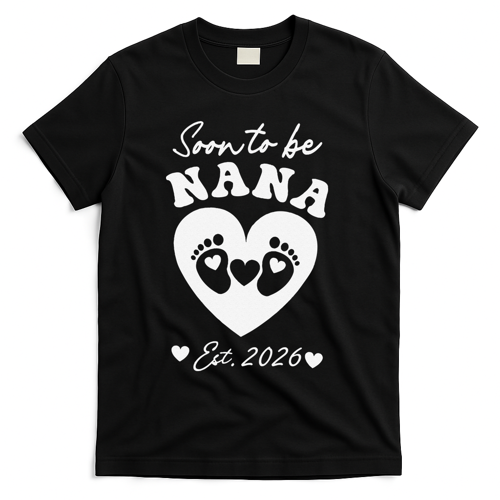 Cute Soon To Be Nana EST 2026 Baby Feet Heart T-Shirt product image 2