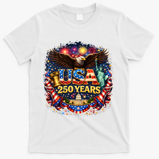 Celebrate USA 250 Years White House Eagle Fireworks T-Shirt product image 1