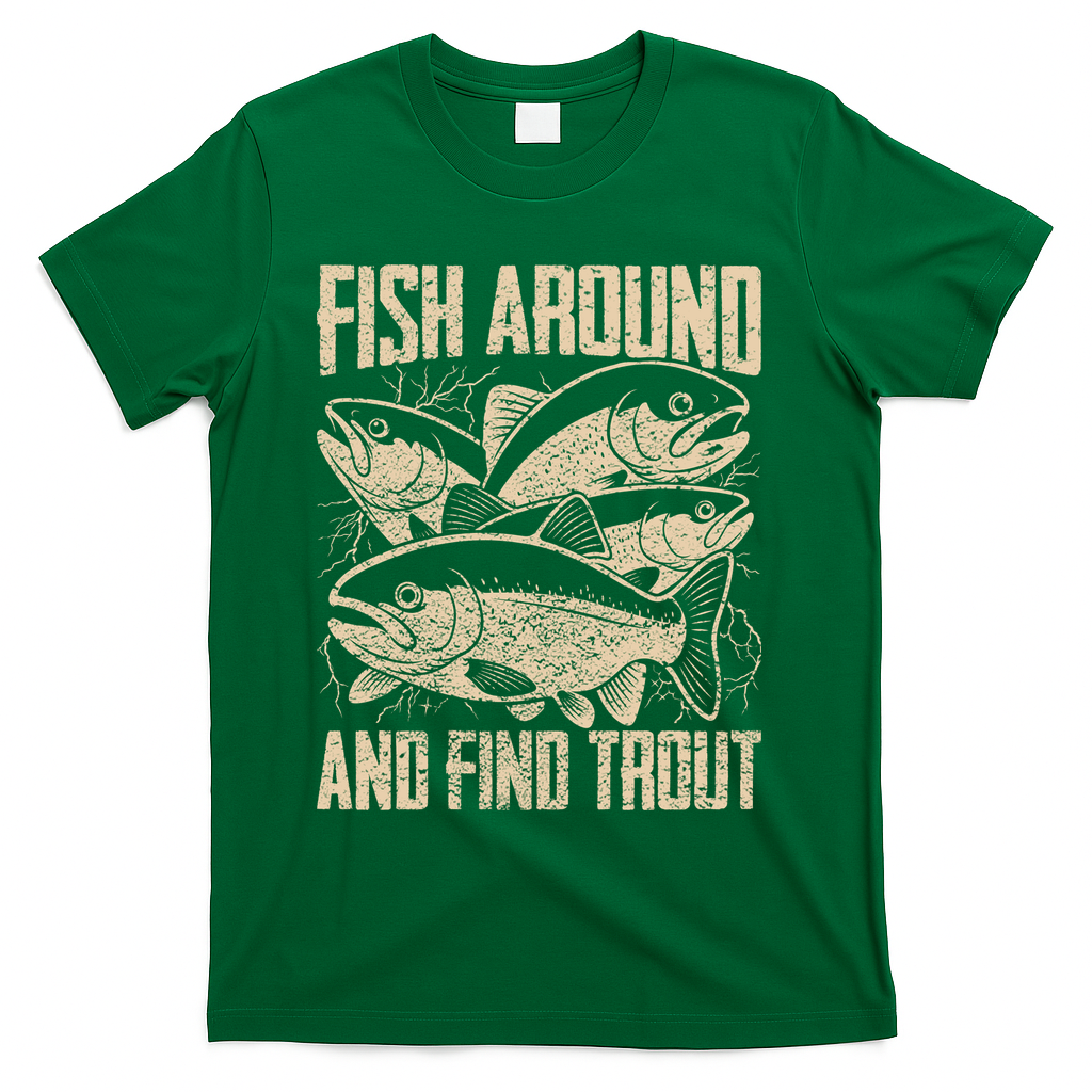 Fish Around And Find Trout Funny Fishing Meme T-Shirt product image 4