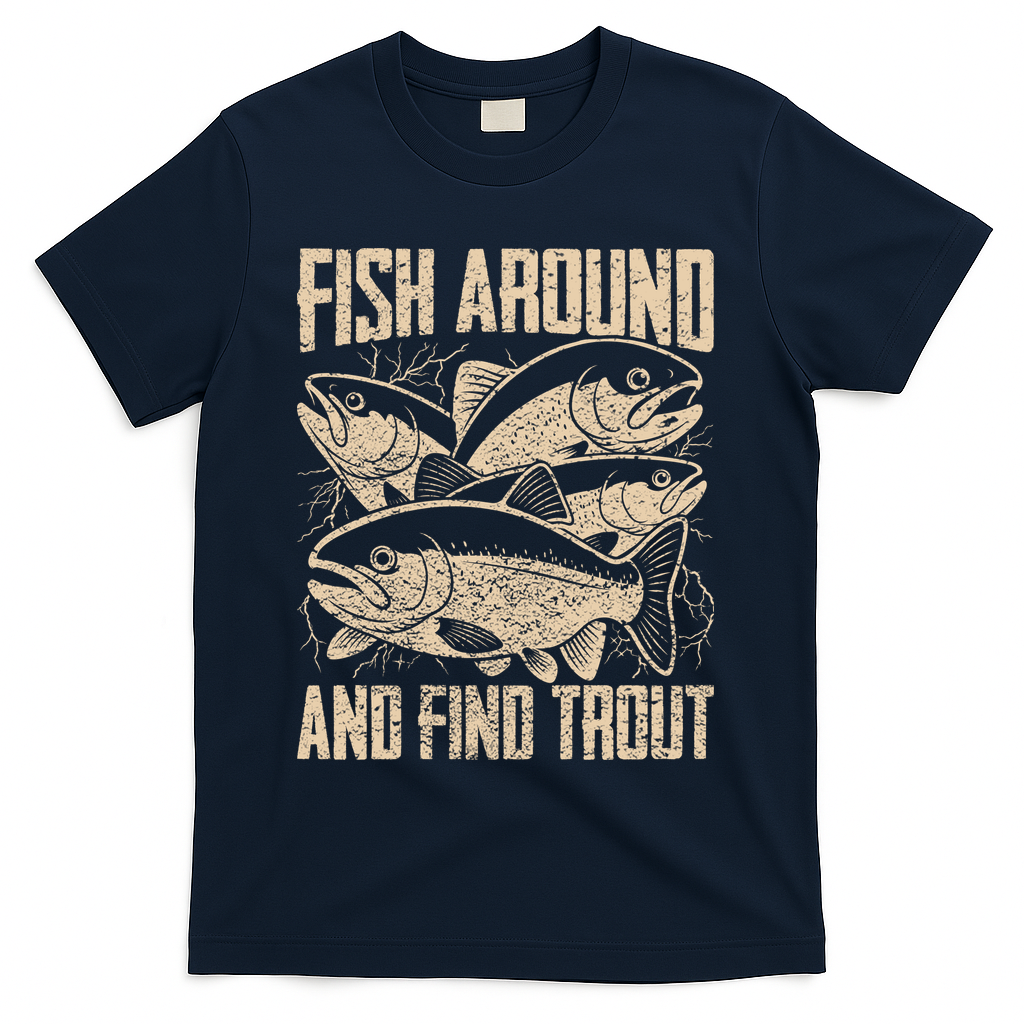 Fish Around And Find Trout Funny Fishing Meme T-Shirt product image 3