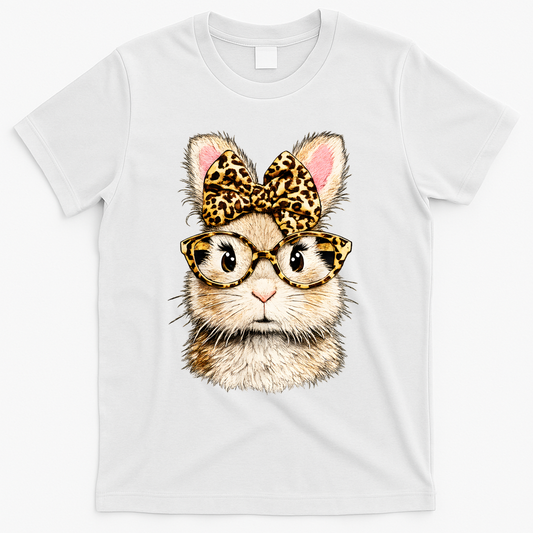 Funny Bunny Face Glasses Leopard Rabbit Easter T-Shirt product image 1