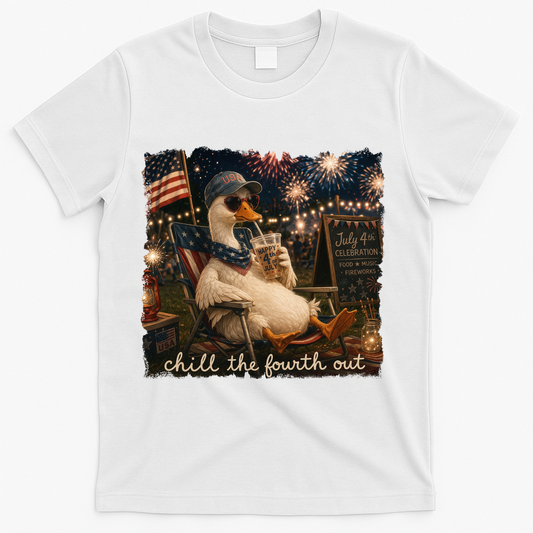 Funny Chill The Fourth Out 4th Of July Goose T-Shirt product image 1