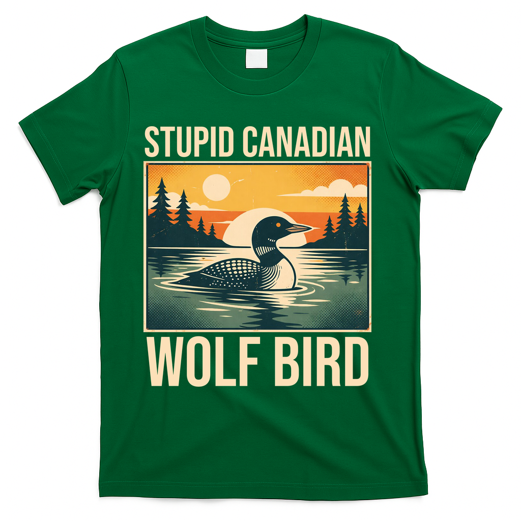 Funny Sarcastic Animal Stupid Canadian Wolf Bird T-Shirt product image 4