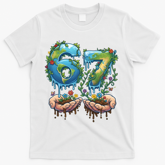 Hand 67 Earth Day 6 7 Six Seven Meme T-Shirt product image 1