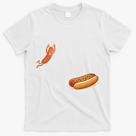 Hot Dog Jumping Into Bun Sausage BBQ T-Shirt product image 1