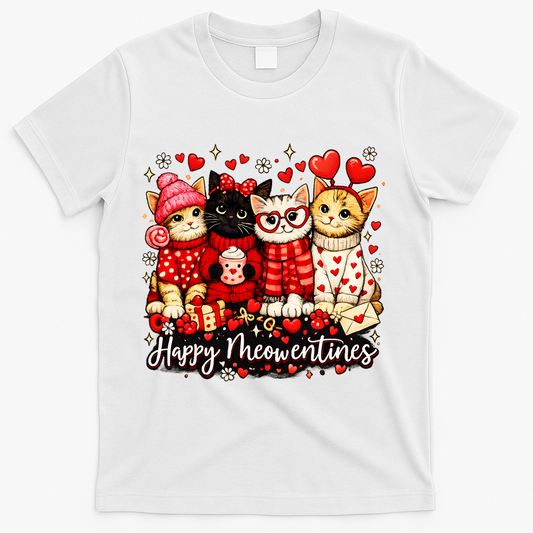 Happy Meowentines Cute Valentine Cat Lovers T-Shirt product image 1