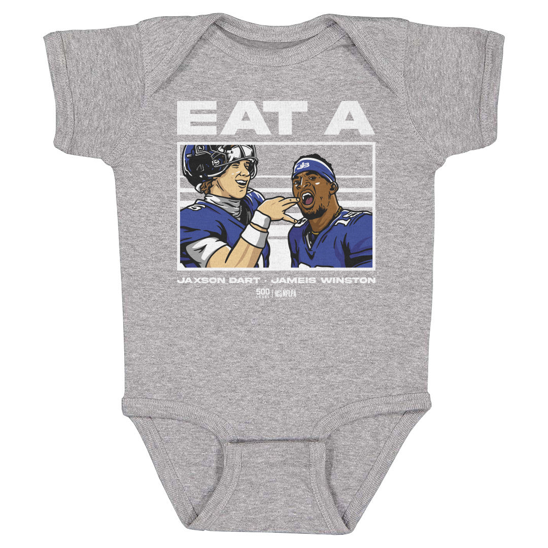 Jameis Winston & Jaxson Dart New York G Eat A W WHT Kids Infant Baby Romper 500 Level Officially Licensed Fan Gear
