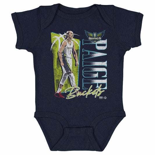 Paige Bueckers Dallas Wings Paige Buckets WHT Kids Infant Baby Romper 500 Level Officially Licensed Fan Gear