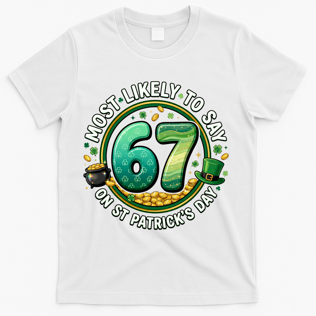 Most Likley To Say 67 On St Patrick's Day T-Shirt product image 1