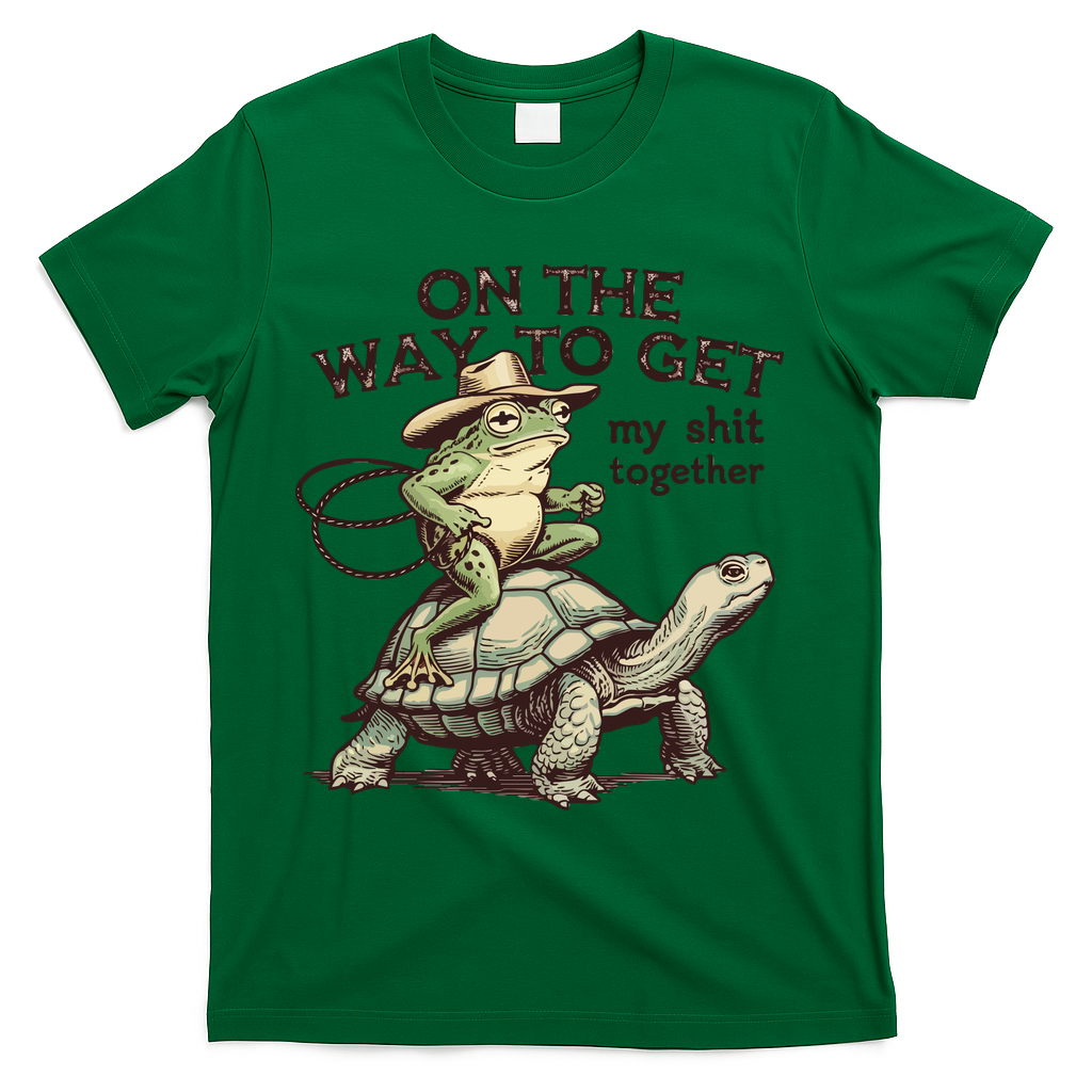 On The Way To Get My Shit Togther Cowboy Frog Turtle T-Shirt product image 4