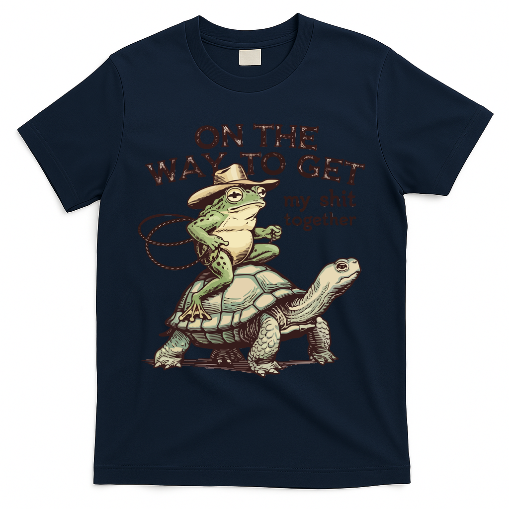On The Way To Get My Shit Togther Cowboy Frog Turtle T-Shirt product image 3