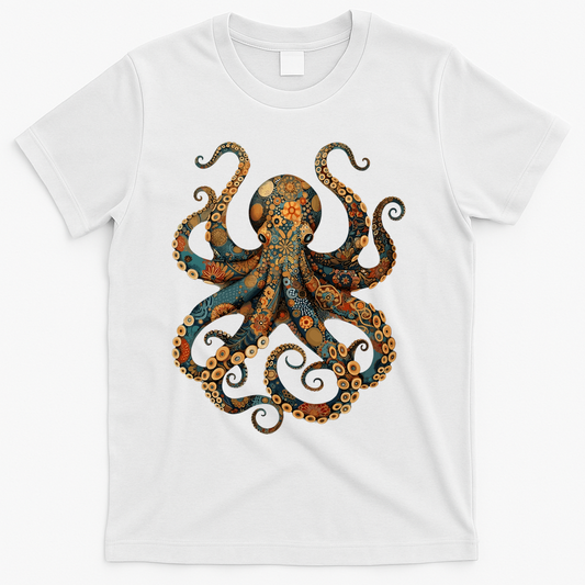 Octopus Vintage Floral Patterns Ocean T-Shirt product image 1