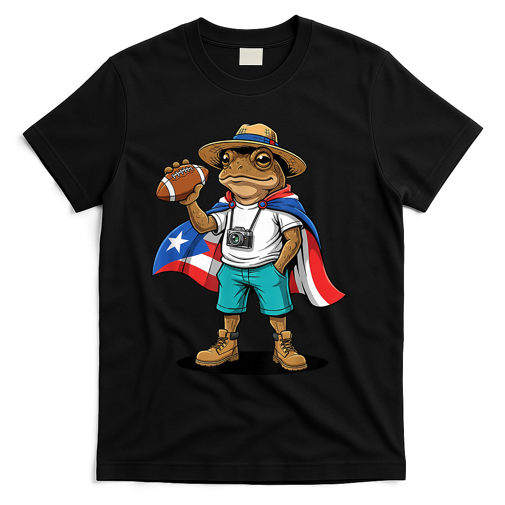 Puerto Rico Coqui Frog Funny Football T-Shirt product image 2