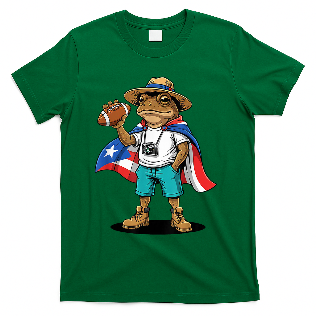 Puerto Rico Coqui Frog Funny Football T-Shirt product image 4