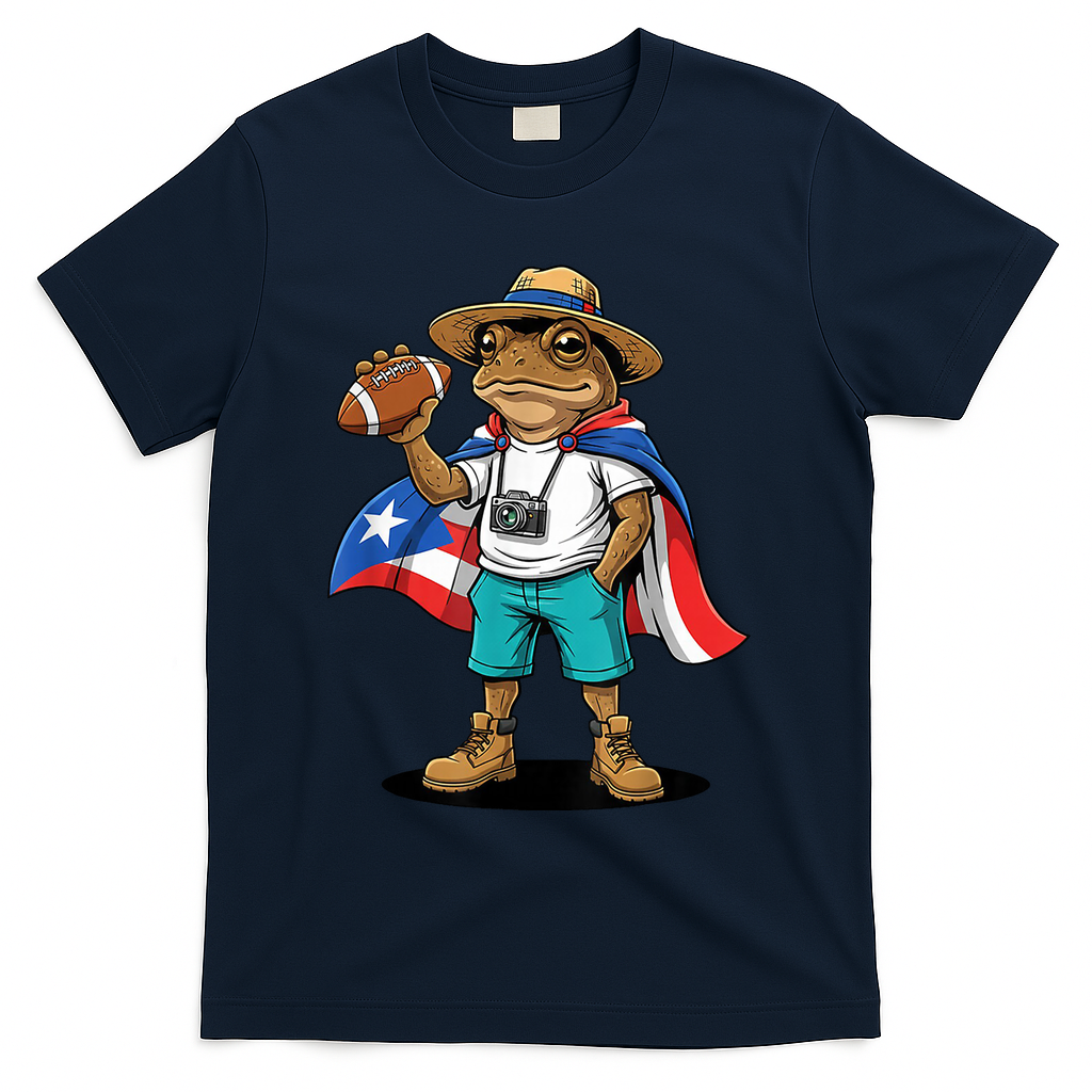 Puerto Rico Coqui Frog Funny Football T-Shirt product image 3