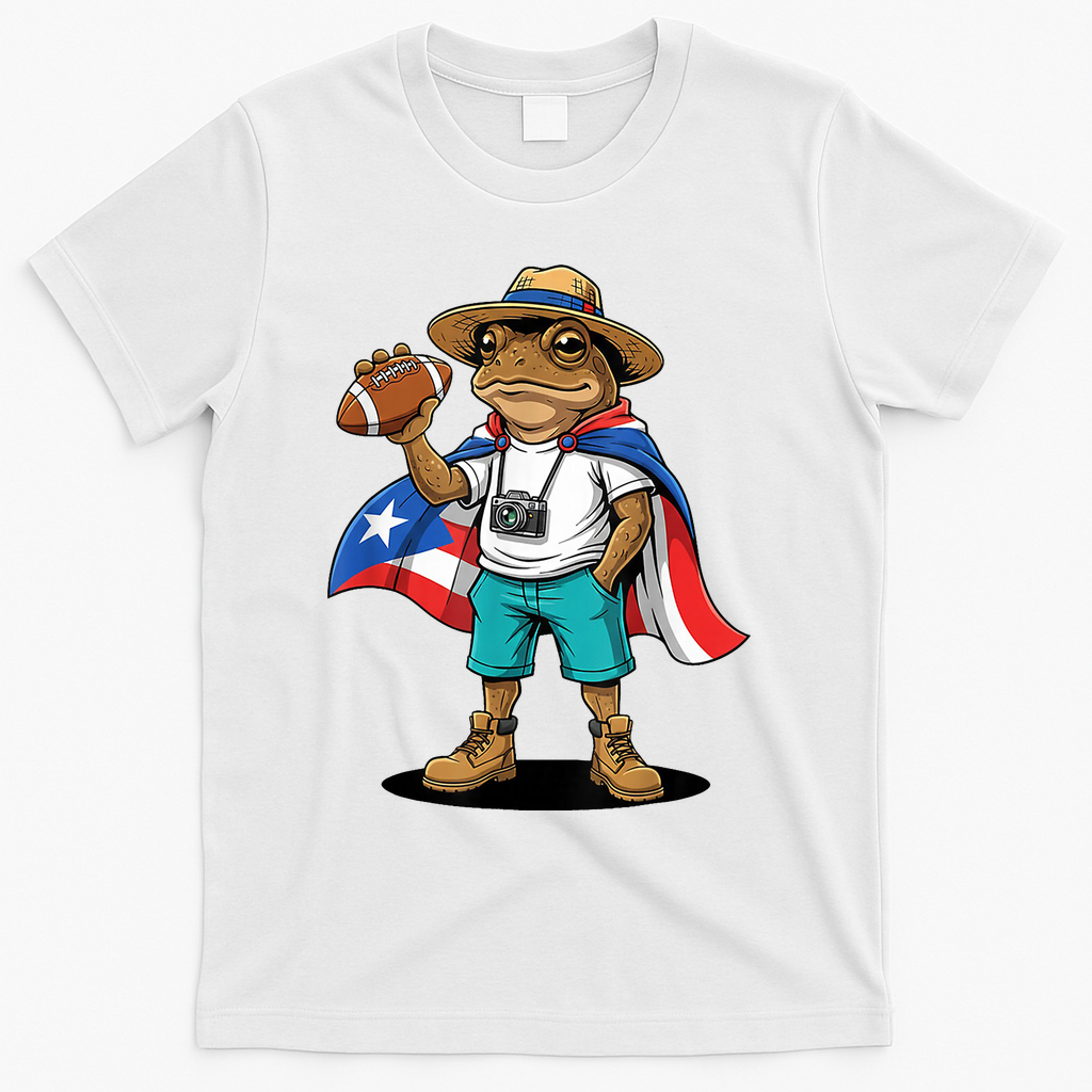 Puerto Rico Coqui Frog Funny Football T-Shirt product image 1