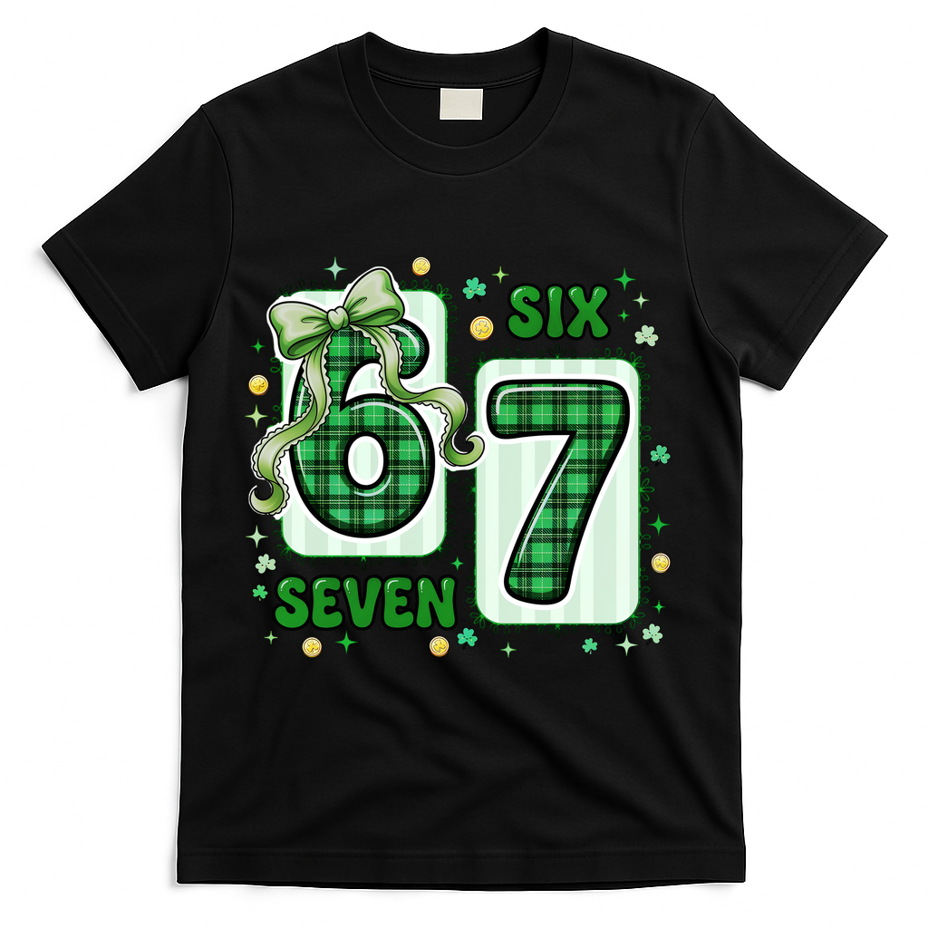 Retro St Patrick's Lucky 67 Six Seven 6-7 Meme T-Shirt product image 2