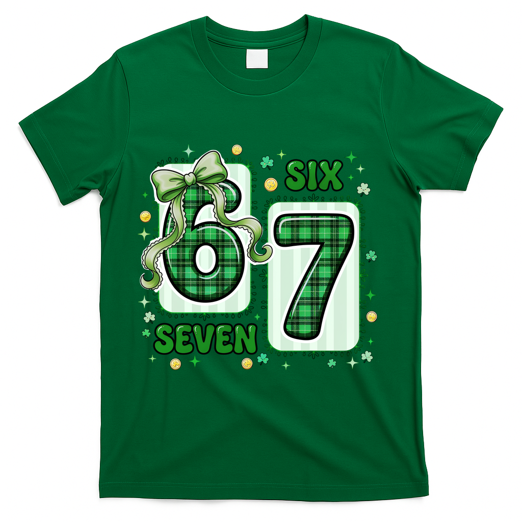 Retro St Patrick's Lucky 67 Six Seven 6-7 Meme T-Shirt product image 4