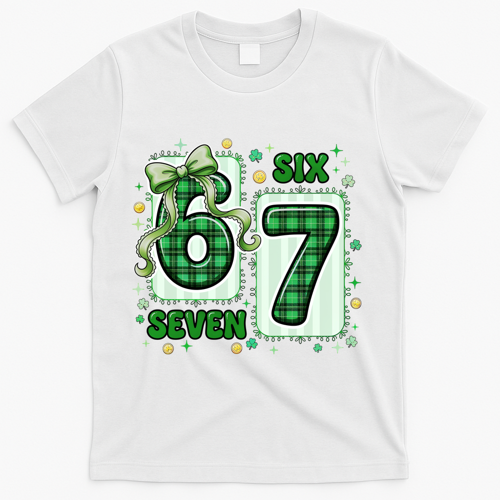 Retro St Patrick's Lucky 67 Six Seven 6-7 Meme T-Shirt product image 1